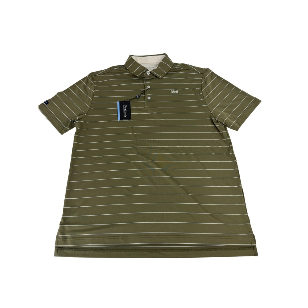 Good Good Golf Stance Stripe Polo Shirt Mens Size Medium M Green NWT